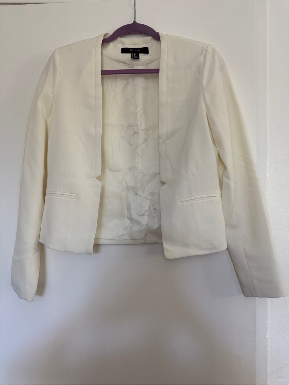 Cream Open-Front Women's Blazer
